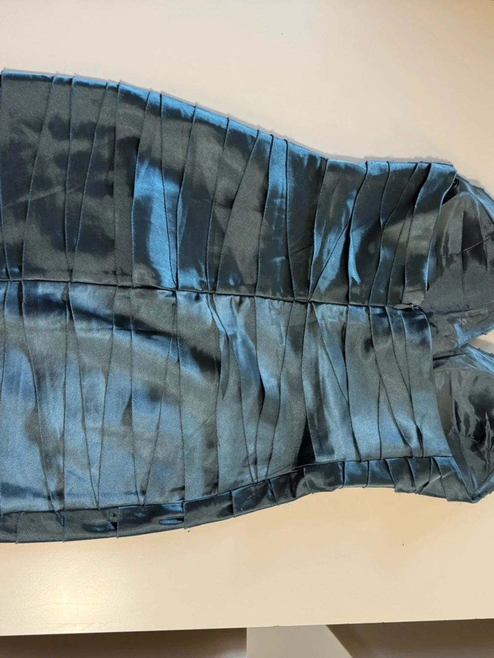 bebe Shiny Slate Blue Satin Top - Picture 3 of 11